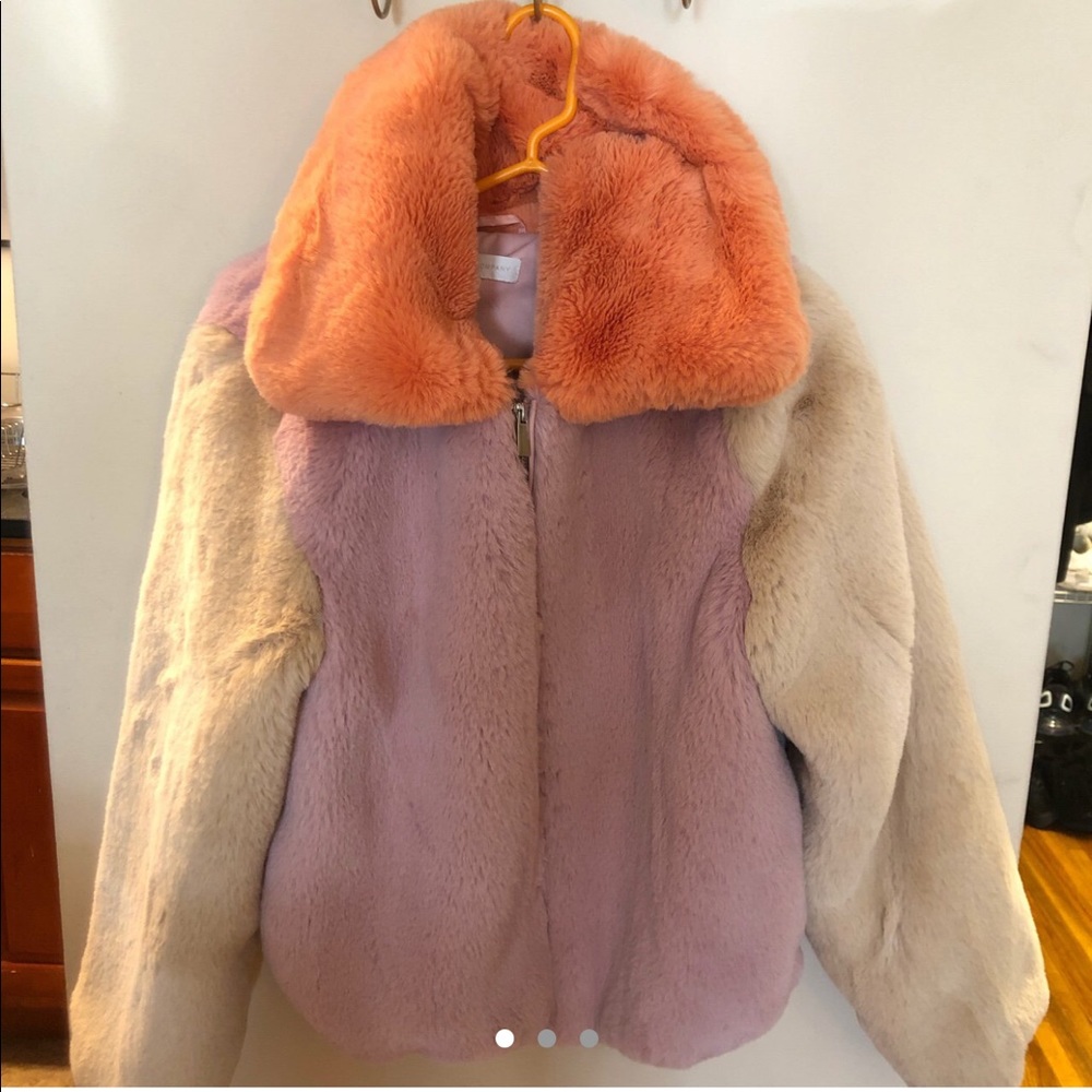 Sorbet Colors Yummy Faux Fur Bomber Jacket - Picture 2 of 3